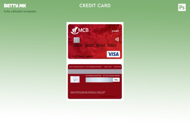 Модерен стил шаблон за виза кредитна картичка Сејшели MCB Bank